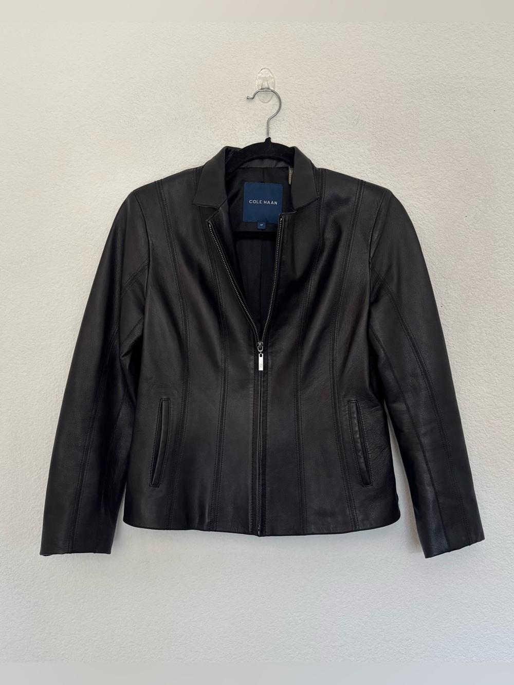 Cole Haan Lambskin Leather Zip Jacket